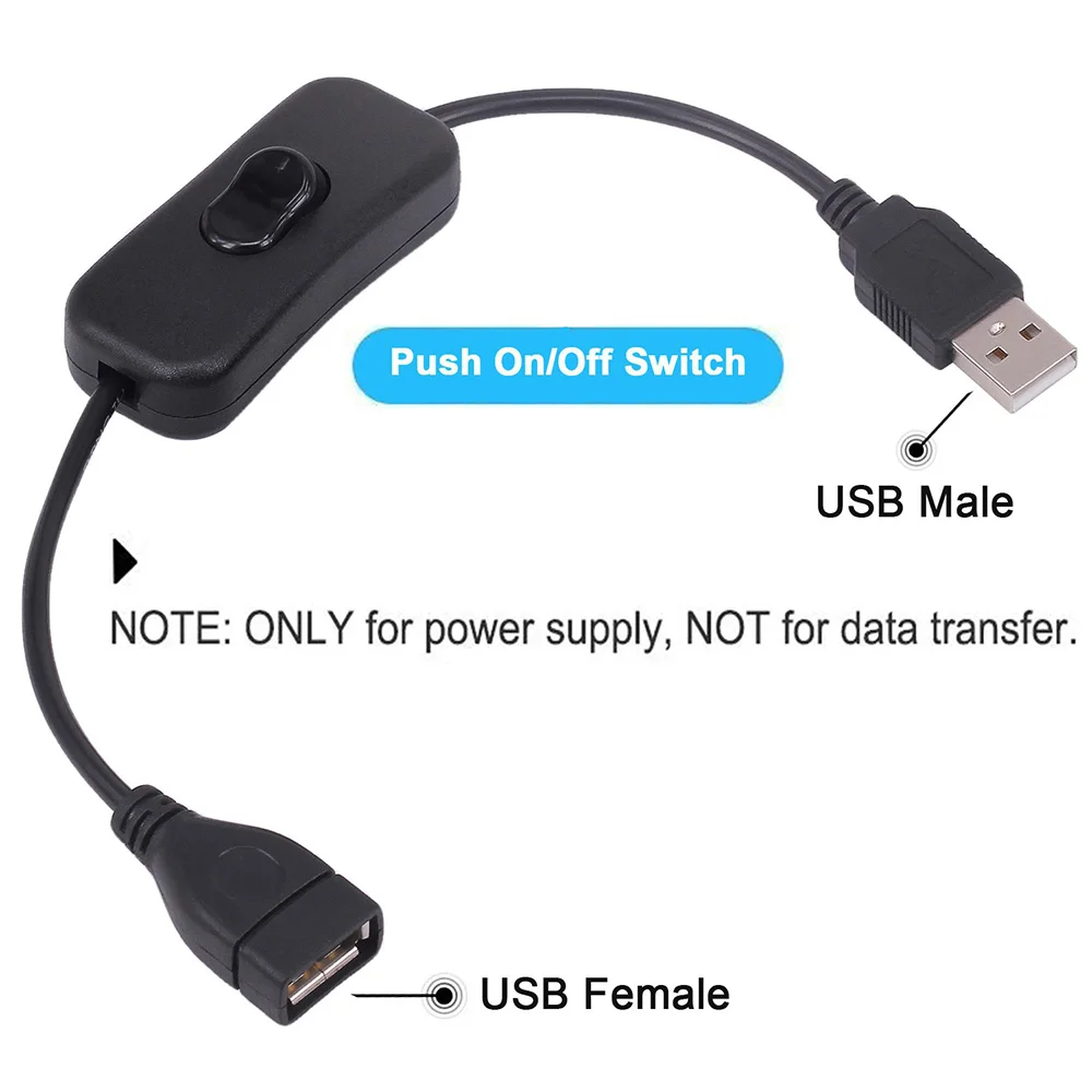 Description Picture 3 of itemSTONEGO USB Switch Extension Cable Support Data Transmit and Power Supply with On/Off Power Switch for LED Strips, USB Devices