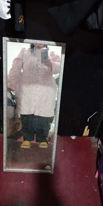 Elegant Plus Size Long Skirt with Puff Sleeves in Soft Pink photo review