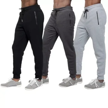 3 PACK: Men's Fleece Lined Slim Fit Casual Tech Jogger Sweatpants Zipper Pockets for Casual Wear, Sports, and Loungewear S-3XL 1