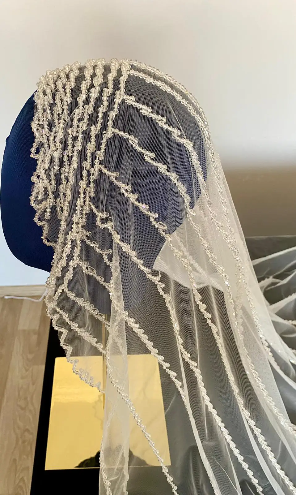 

Crystal Beaded Off White Color Bride Veil