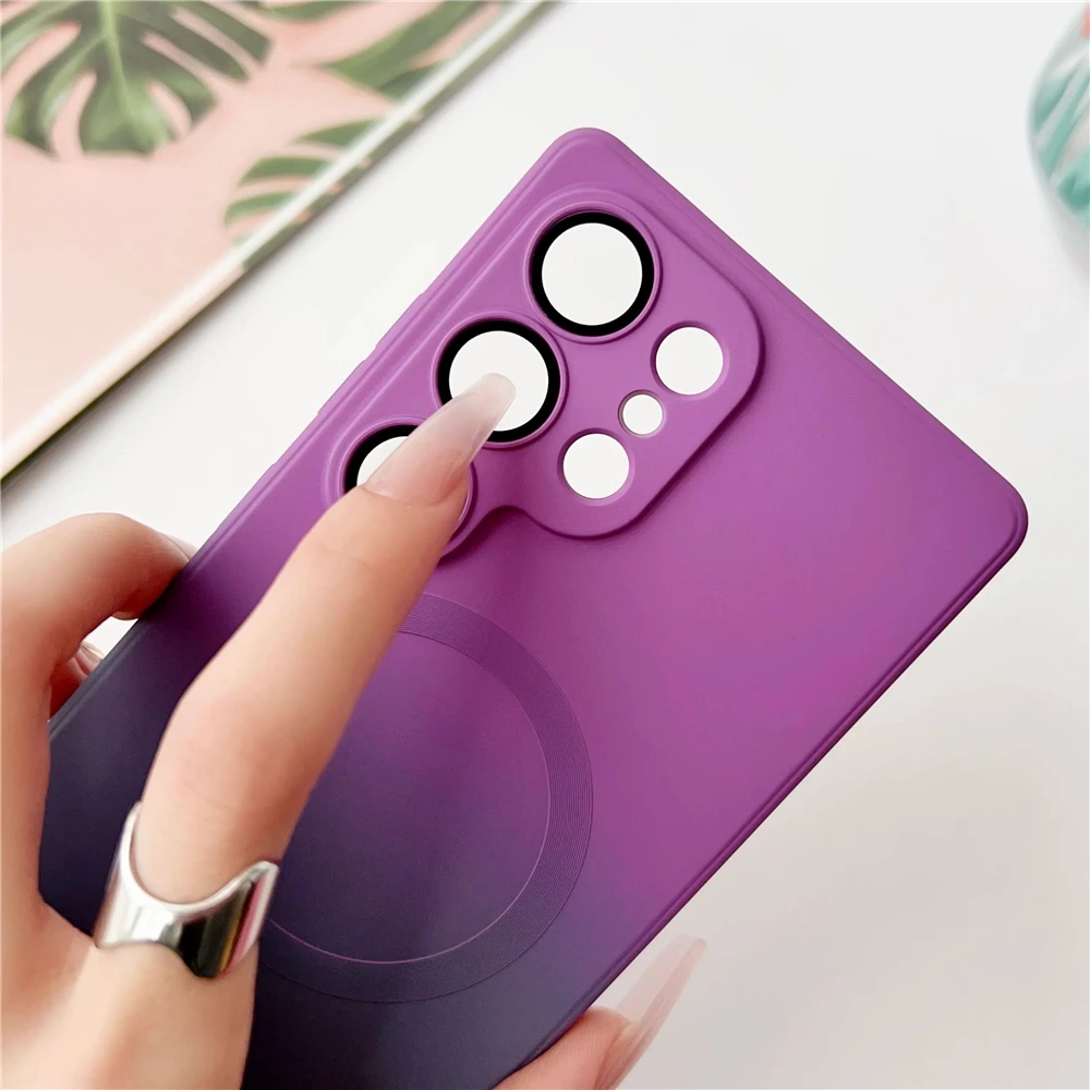 Frosted Gradient Silicone Shockproof Phone Case with MagSafe Compatibility