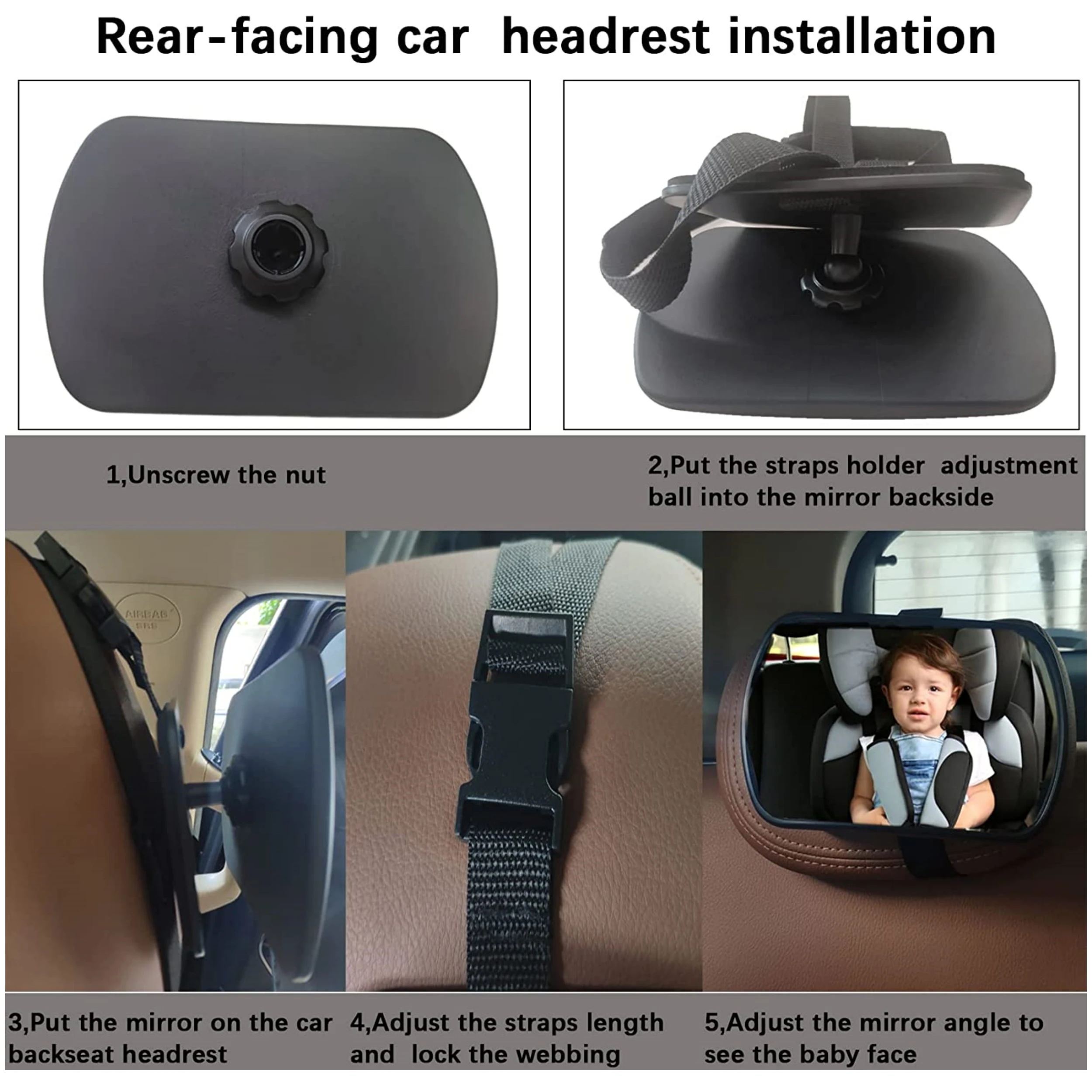 조정 가능한 넓은 자동차 뒷좌석 거울,  어린이 좌석, 자동차 안전 거울 모니터, 사각형 안전 자동차  거울, 자동차 인테리어