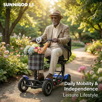 SUNNIGO Scooter Elettrico a 4 Ruote, Doppio Motore 500W, Batteria al Litio 36V 18Ah, Leggero e Pieghevole, Autonomia 50km