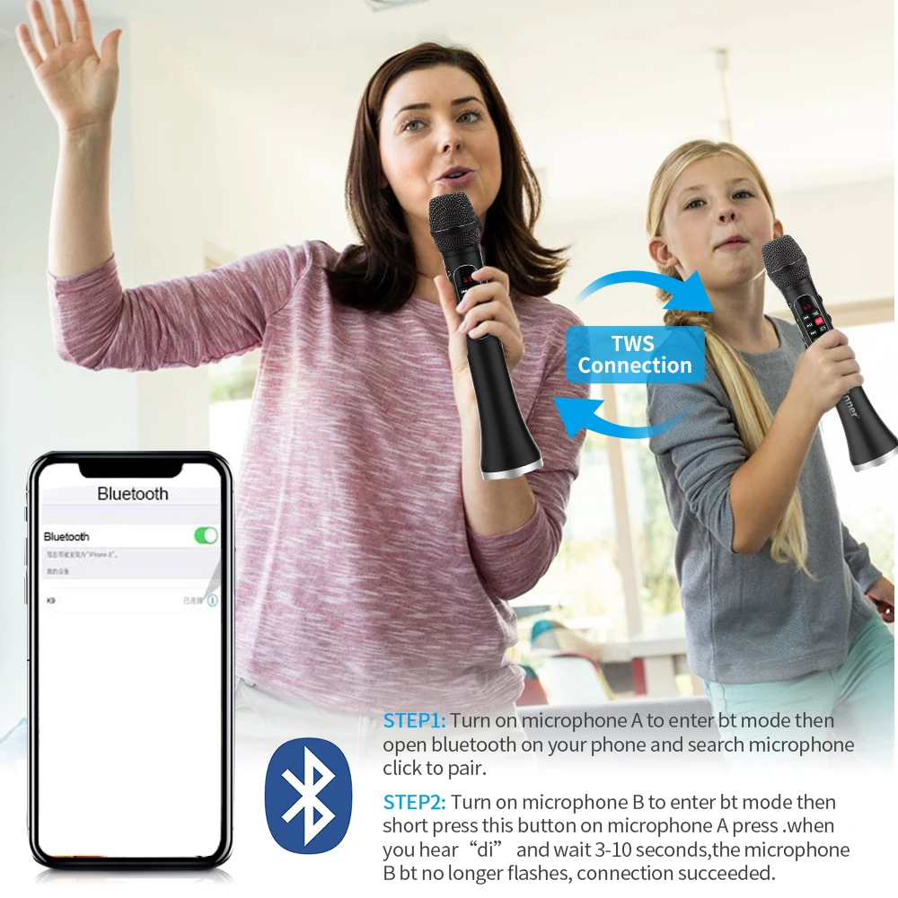 Lewinner L-1098 karaoke Microphone 30W Professional Wireless Bluetooth Mic Handheld Portable Speaker support mobile phone live