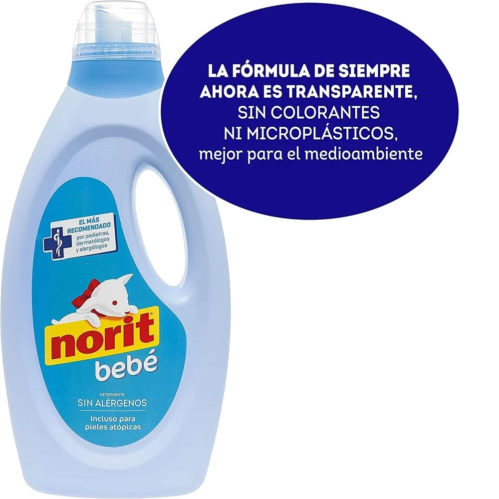 NORIT Bebé - Detergente Líquido para Ropa de Bebé, Pieles Sensibles y  Atópicas - Pack de 4 Unidades de 1125 Mililitros, 4500 Mililitros :  : Salud y cuidado personal