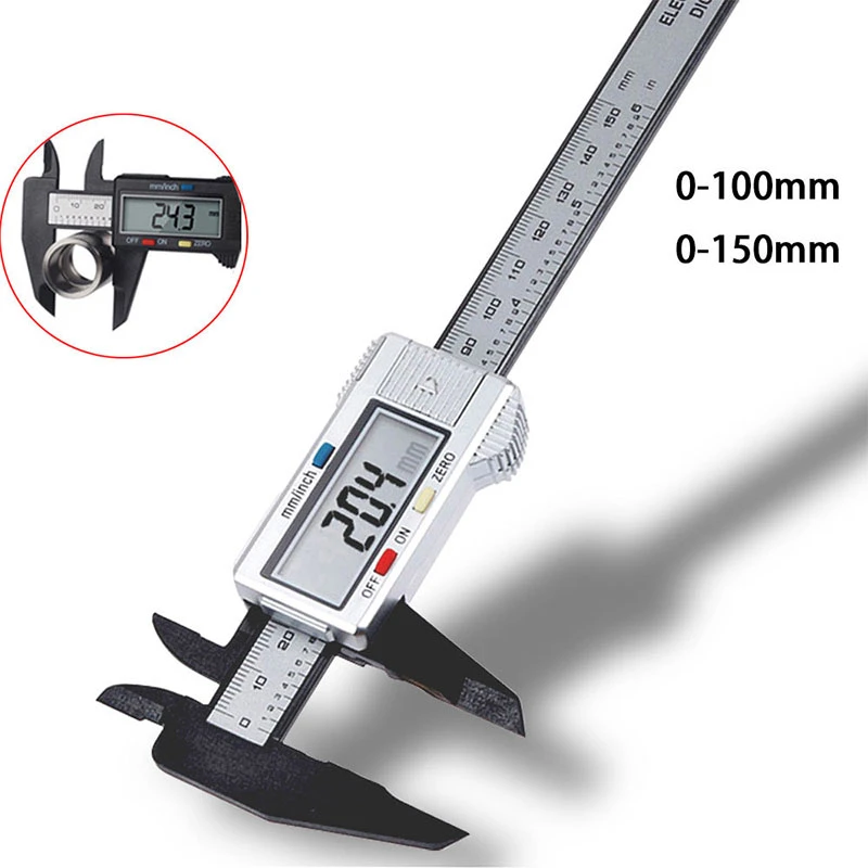 150mm Electronic Digital Caliper Carbon Fiber Dial Vernier Caliper