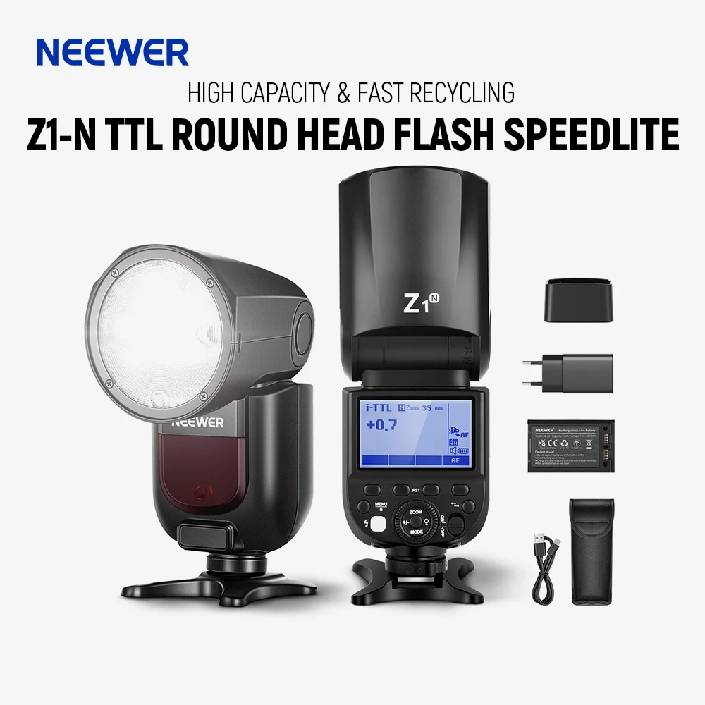 

NEEWER Z1-N TTL Round Head Flash Speedlite for Nikon DSLR Cameras, 76Ws 2.4G 1/8000s HSS Speedlight