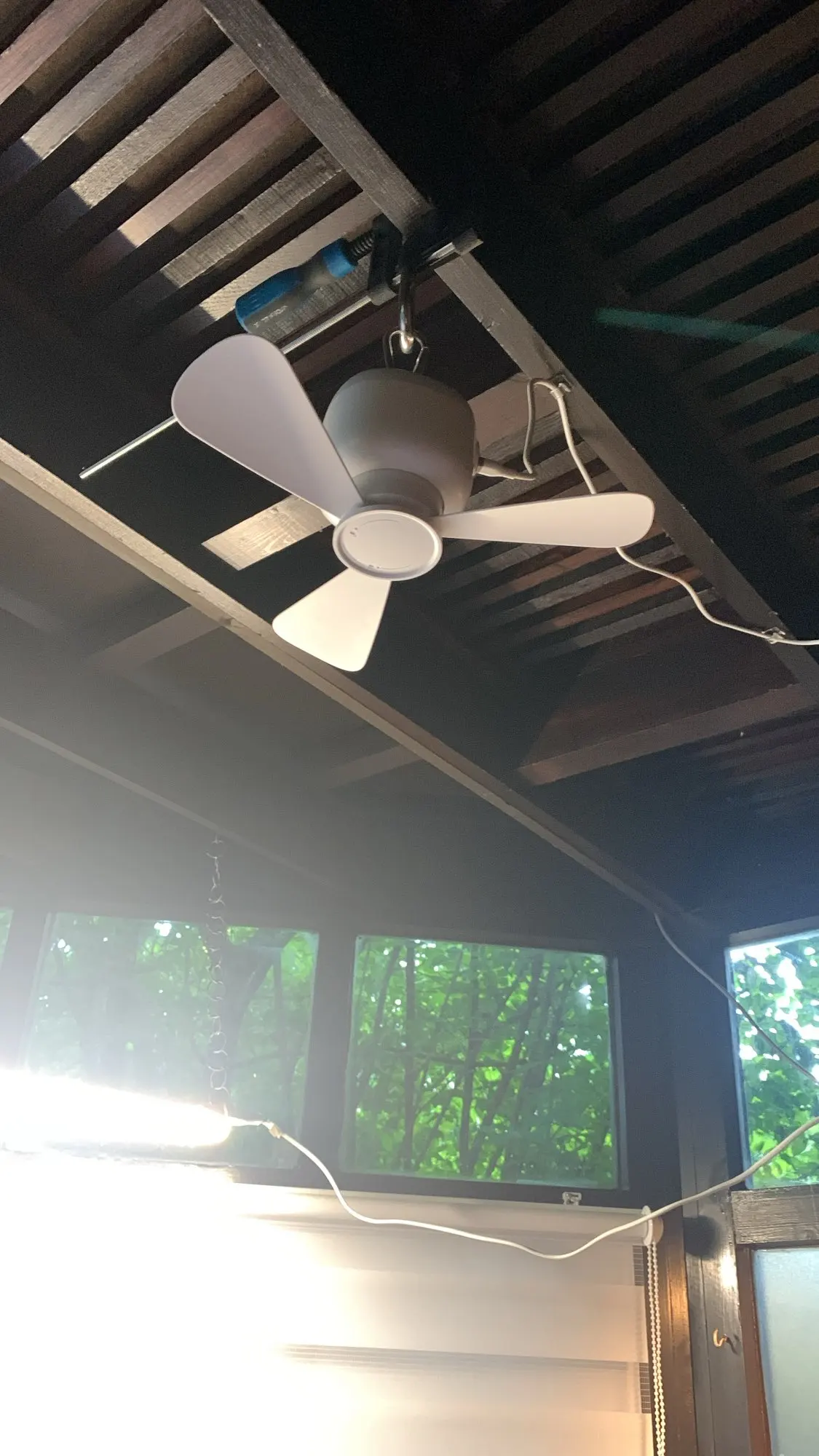 Portable Ceiling Fans Outdoor Camping Fan, Tent Ventilator Cooler Rechargeable Electric Fan, Remote Control LED Lighting 8000mAh photo review