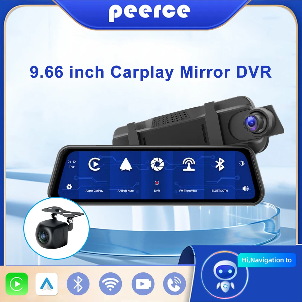 

Зеркало-видеорегистратор 9,66 дюйма, 4K, Android, с сенсорным экраном