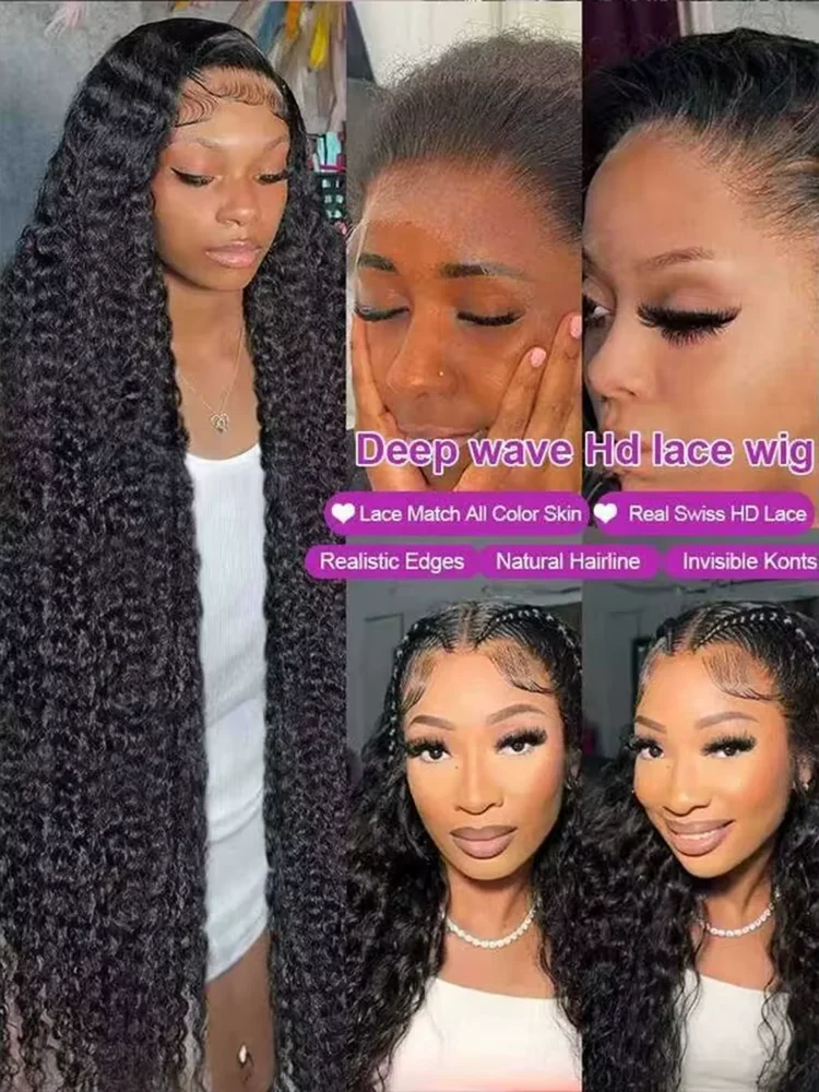 42 Inch Deep Wave Frontal Wig 13x4 13x6 HD Lace Frontal Human Hair Wigs 250 Density Jerry Kinky Curly Lace Front Human Hair Wigs