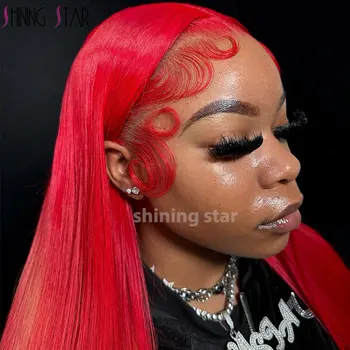 30 34 Inch Hot Red 13x6 Hd Lace Frontal Wigs Human Hair Wig Brazilian Red Colored Body Wave 13x4 Lace Front Wig For Black Women 1
