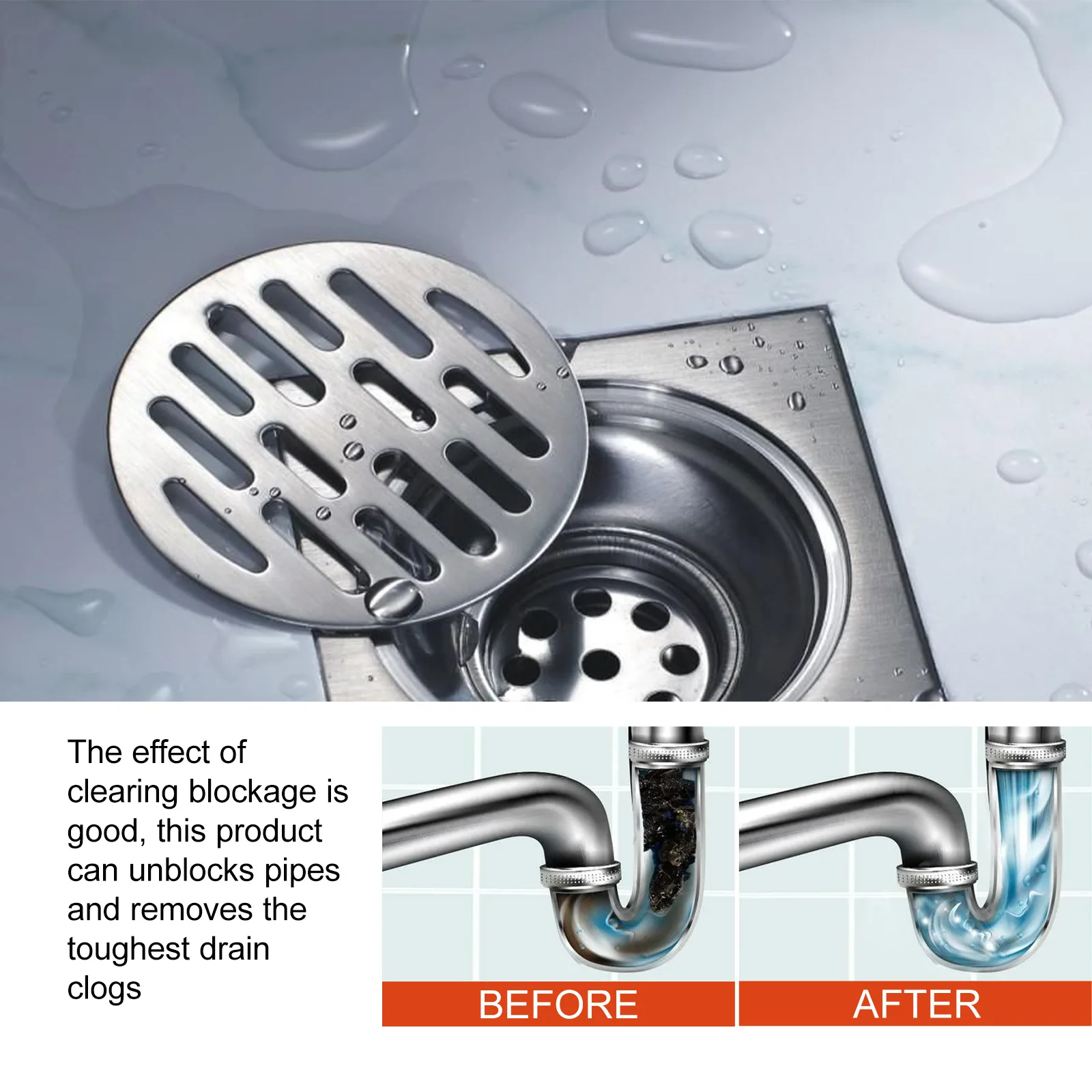 Jakehoe 100g Pipe Clog Dredging Powder Drain Cleaner Deodorant Remove Heavy Oil Dirt Stain Cleaning Toilet Sink Dredge Detergent