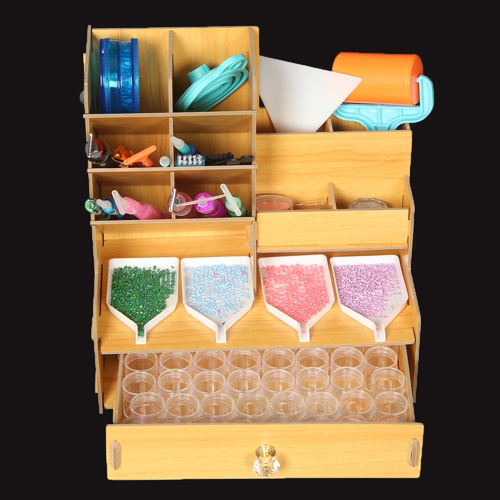 Storage Box Diamond Painting Accessories Diamond Painting Storage Box Diamond Painting Tool Set Wood Drawer Holder DIY Diamond Painting Accessories Tools Beads Container Kits Storage Organizer Stone Storage Convenience Box storage box diamond painting accessories diamond painting storage box diamond painting tool set