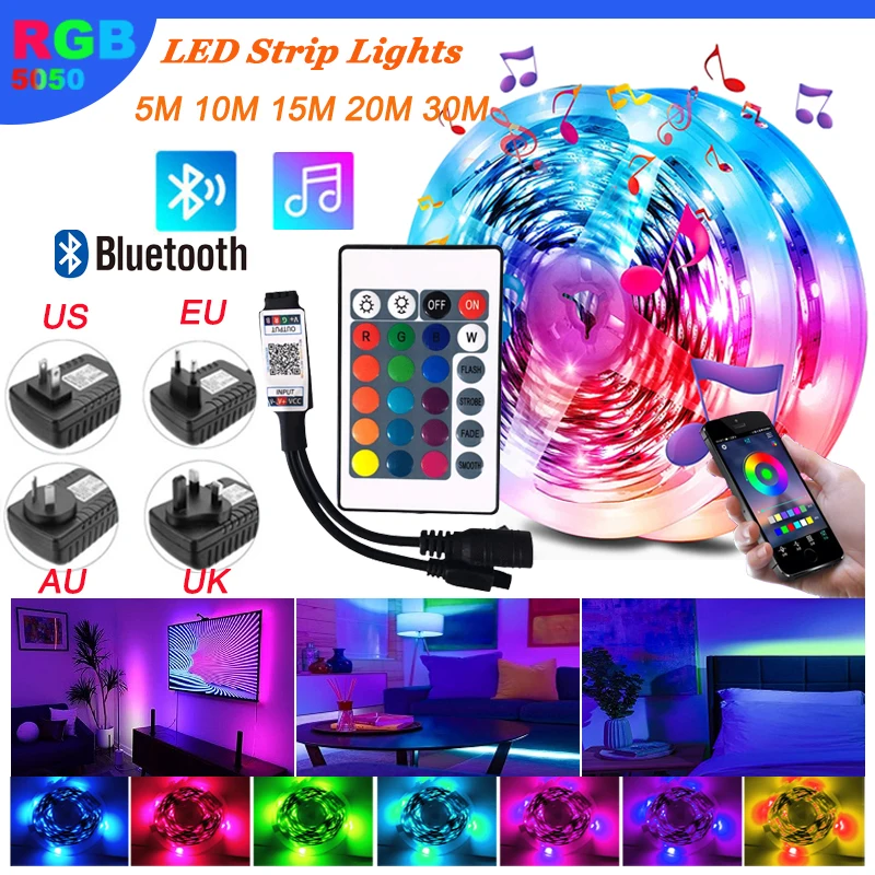 3M~30M DC12V LED Strip Lights SMD5050 Bluetooth LED Ice Lights Flexible Tape LED Diode Ribbon For Room Decoration TV BackLights dc12v 24v led strip 5m 10m 2835 ribbon diode tape 120 240leds m flexible led lights warm cool white waterproof tv backlight