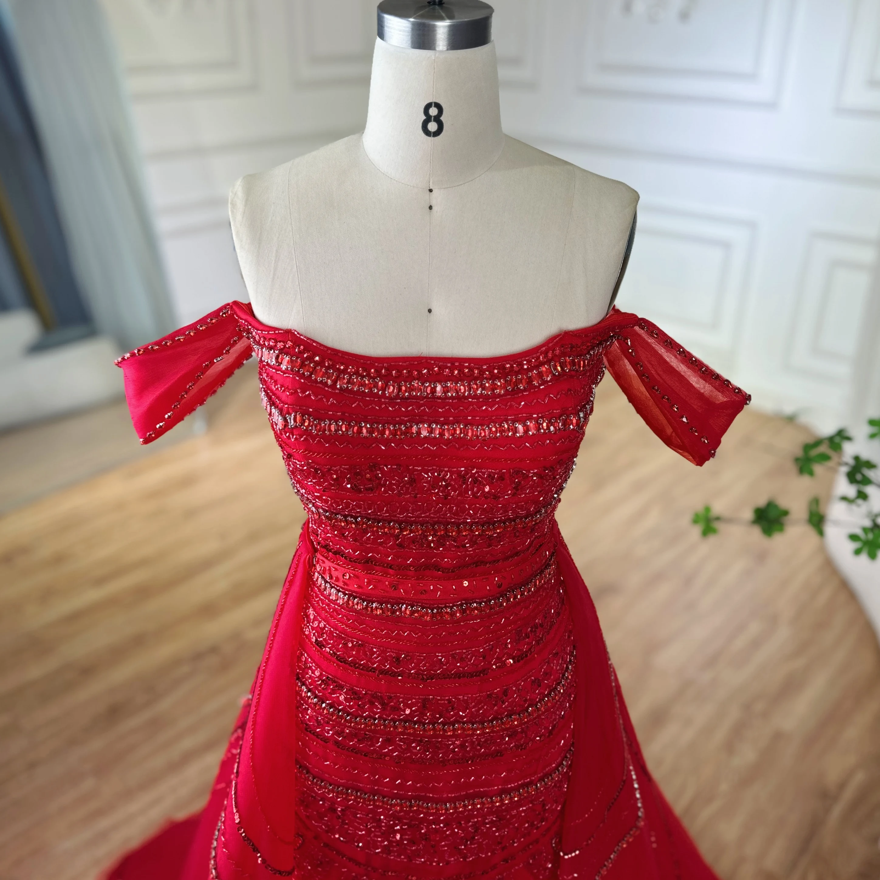 Red Off Shoulder Mermaid Beaded Evening Dress Serene Hill 2025 Pink Gown  Detachable Overskirt Formal Party GLA72781 Customized - AliExpress 320