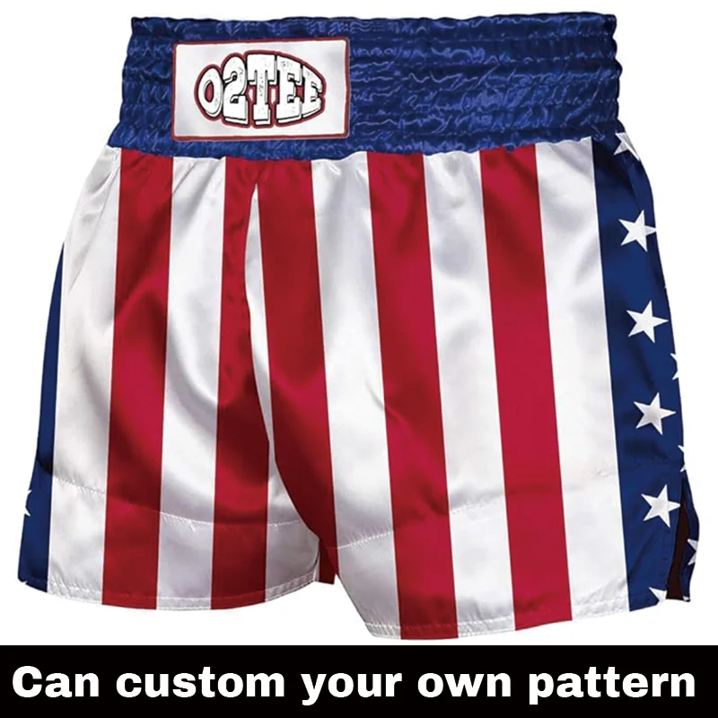 Unisex American Flag Traditional Styles Muay Thai Shorts for Men Women Training