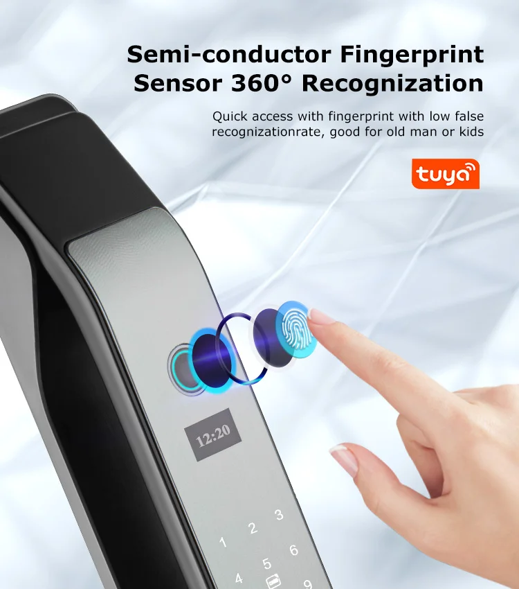 Waterpoof Tuya Wifi Fingerprint Smart Automatic Door Lock Password Nfc Card With