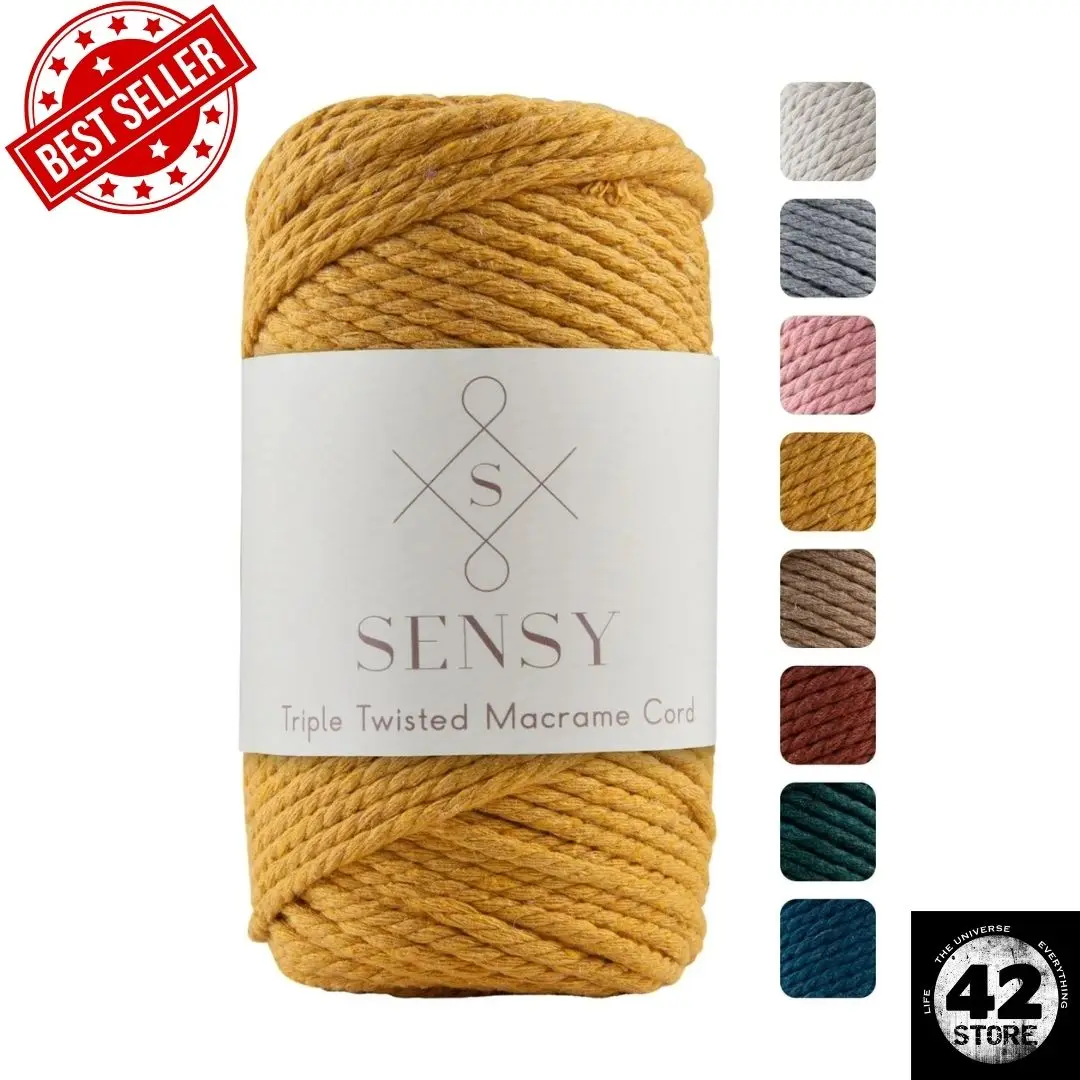 

Premium 3 Twist Cotton Combed Macrame Rope Hobby Rope- Colore: Mustard 250gr