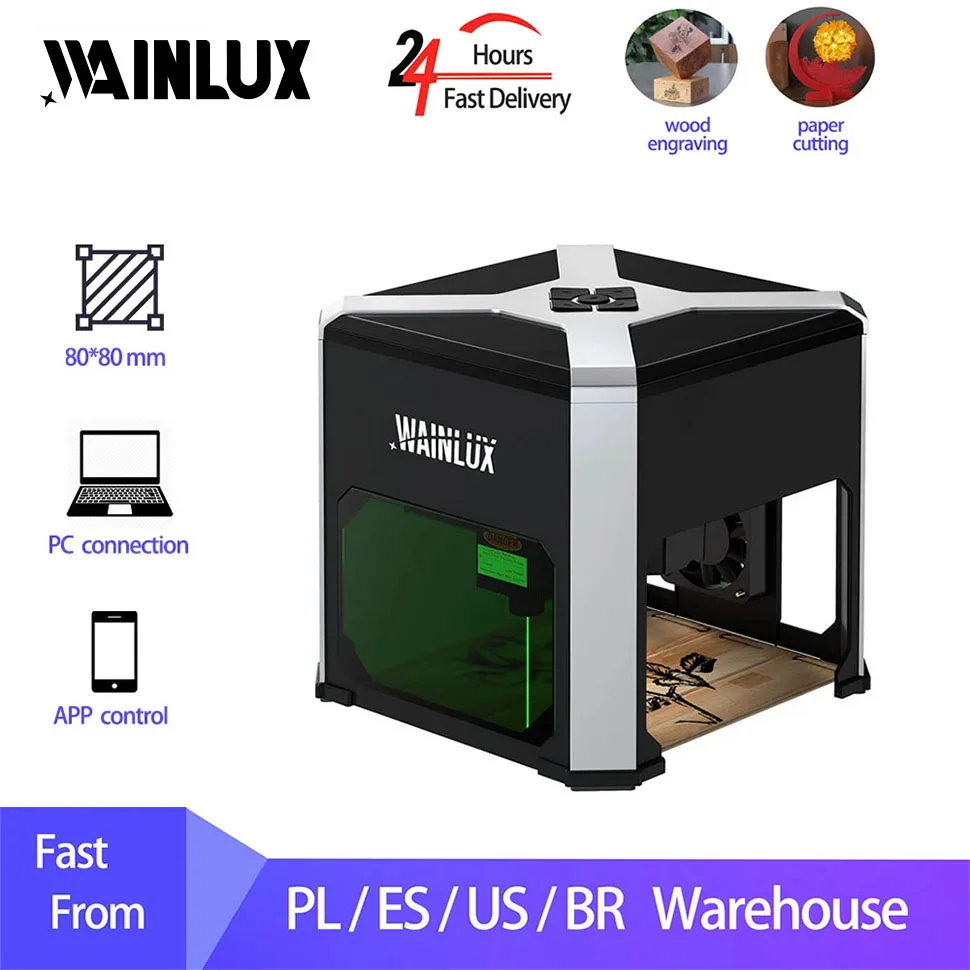 Laser Engraving Machine Wainlux k6 Mini Laser Engraver 3000mW APP/PC Support Laser Engraver Cutter Machine Bluetooth Portable Engraving Marking