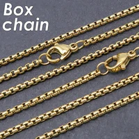 10 Pièces Chaîne de Boîte Ronde Collier Couleur Or 2mm 3mm Chaîne de Boîte en Acier Inoxydable pour Hommes ou Femmes 1