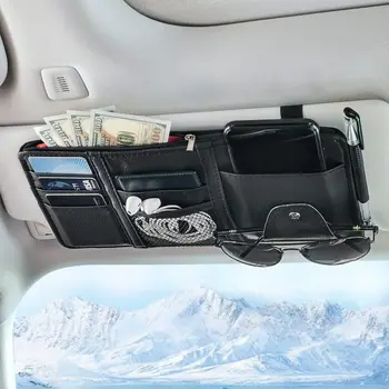 Organizer per Parasole Auto, Portaoggetti in Pelle PU per Auto e Camion, Organizzatore Multitasca e Porta Accessori