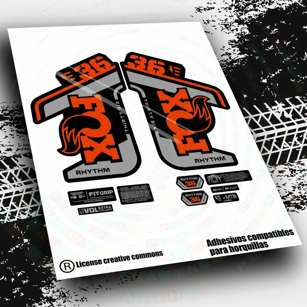 Adesivi Compatibili Fox 36 Rhythm Ebike 2021-22 Bicolore Wp462 Accessori Per Bici Mountain Bike Vinilos Mtb Btt