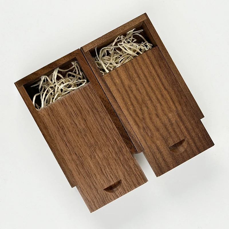 3.15x2x0.98inch Solid Wood Storage Boxes with Sliding Top for For Small Items Ring or Gift Box USB Commemorative Storage Case 2