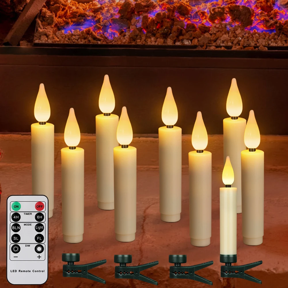 New LED Candle teardrop-shaped Christmas Tree Candle Timer Remote And flickering flame For Halloween Home Decor Electric Candles