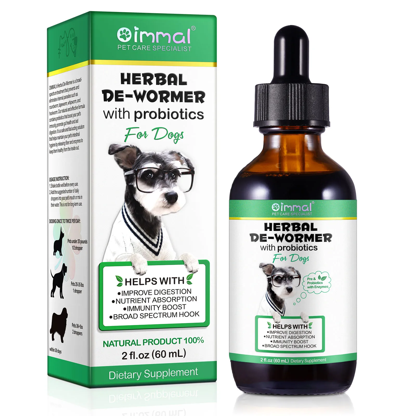 Pet Probiotics Pet Nutrition Supplement Liquid Drops Herbal Dewormer with Probiotics for Dogs