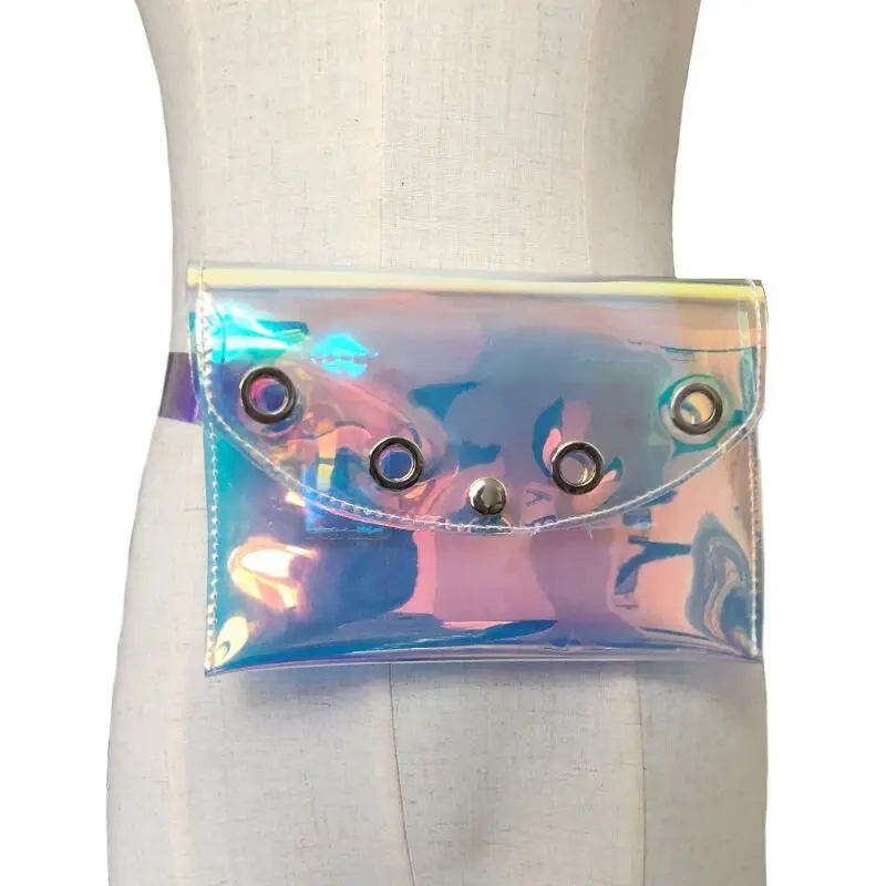 

New Laser Women Belt Holographic Clear Small Waist Bag Fashion Wild Casual Skirt Waistband Metal Pin Buckle Waist Bands