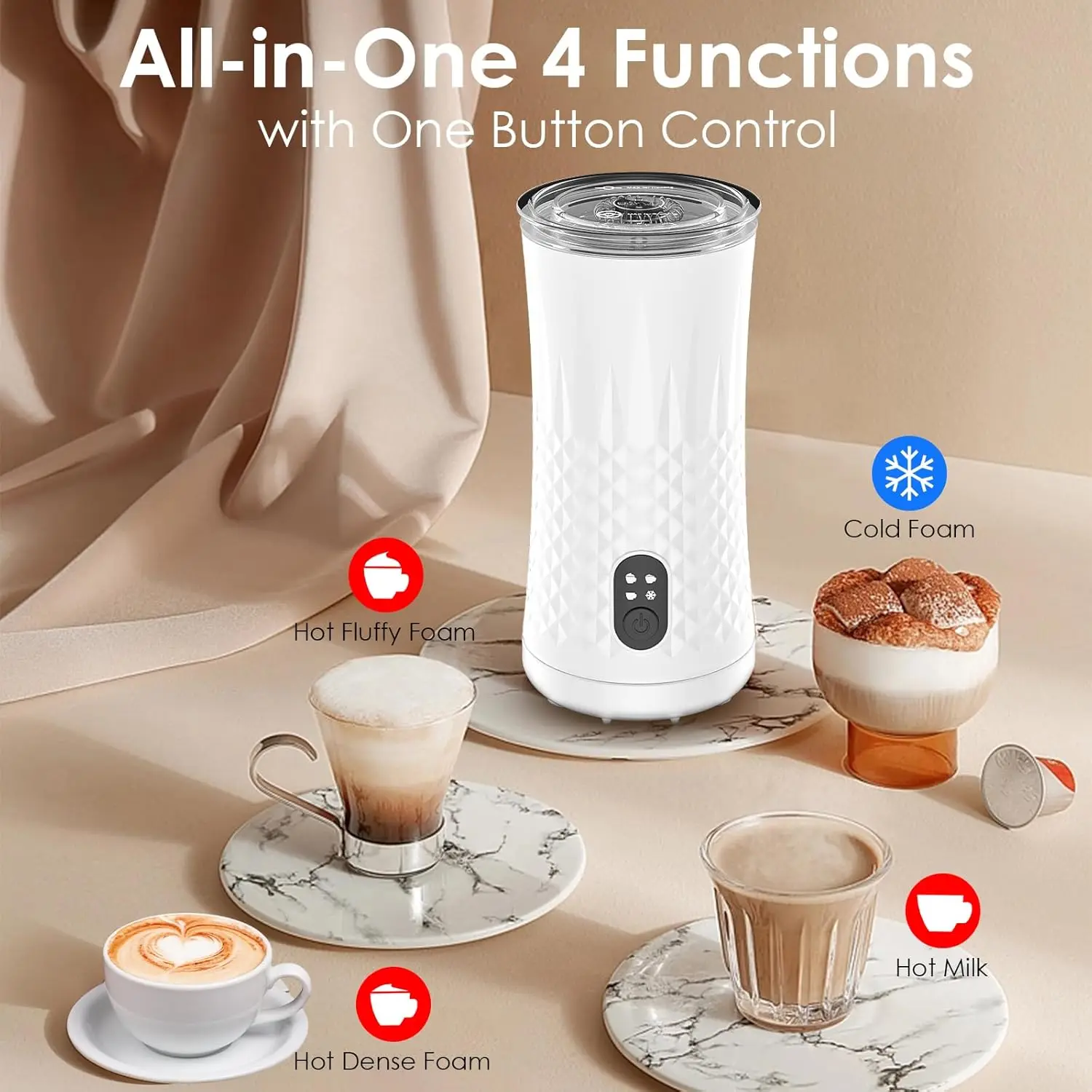 4 in 1 Electric Milk Frother 400W Automatic Milk Heater Hot and Cold Milk Frother Non-stick Coating Hot Chocolate Maker - 240ml 3