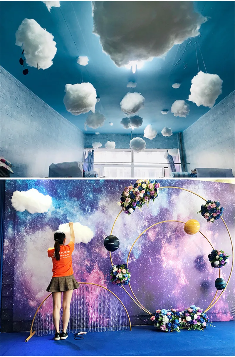 Artificial Cotton Clouds Decoration White 3D Ceiling Interior Cloud Decor Living Room DIY Wedding Party Decoration Props