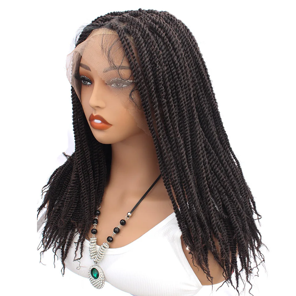 20" Braided Wigs for Women Lace Front Knotless Box Short Bob Twist Braided Wigs Synthetic Lace Front Braided Wigs with Baby Hair