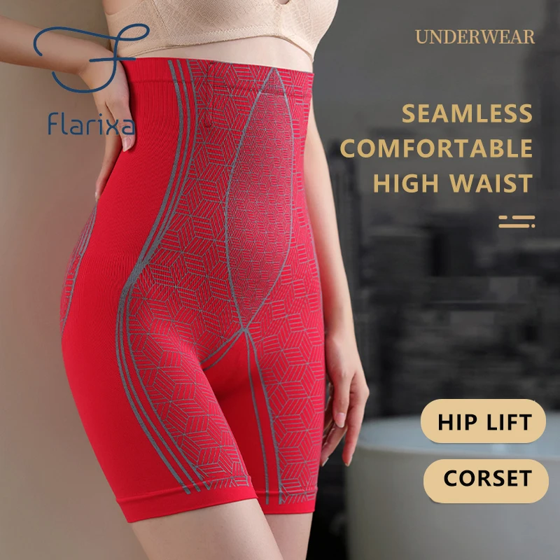 Flarixa High Waist Flat Belly Panties Seamless Women's Shorts Hip Lift Body Shaper Slimming Underwear Safety Pants Boxer Briefs,shapewear panties