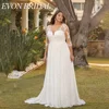 EVON BRIDAL Civil 3/4 Sleeves Plus Size Wedding Dress For Bride V-Neck Chiffon Bride Gown Robe De Mariée A-Line Customized 1
