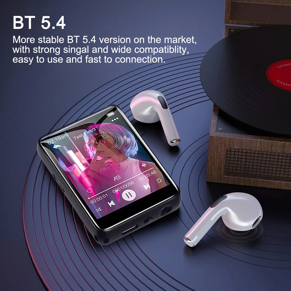 32GB MP3 Player 2.4-inch Full Touch Screen HiFi Lossless MP3 Music Player Portable MP4 Player Walkman Built-in Speaker Recording