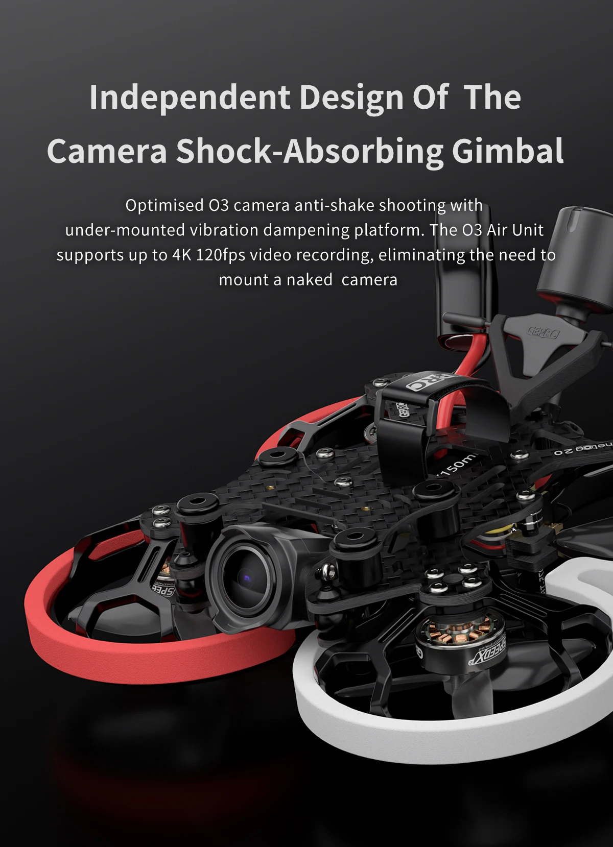 GEPRC Cinelog20 HD, the 03 Air Unit supports up to 4K 120fps video recording . the camera