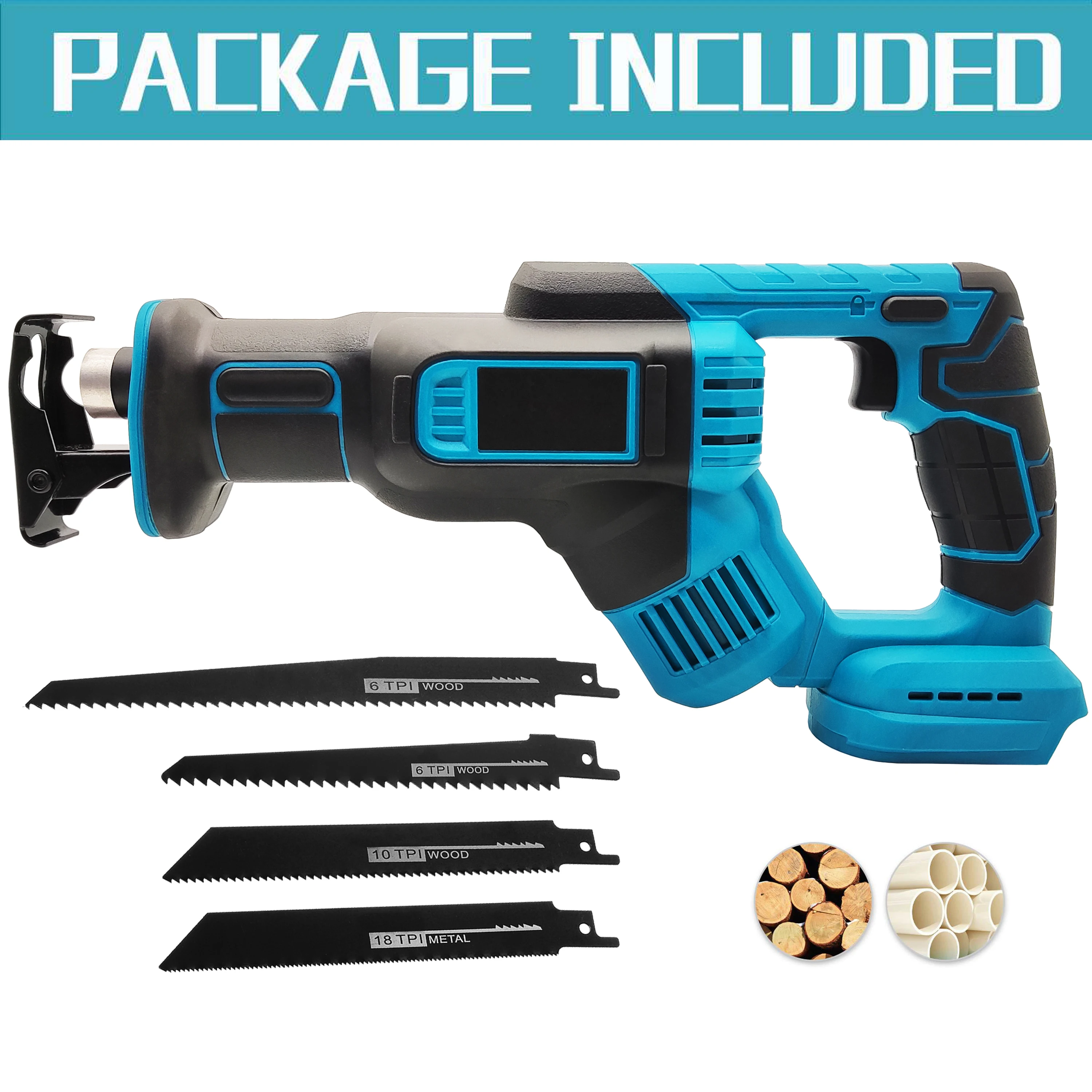 3000RPMElectricReciprocatingSawWith4PCSawBladeBatteryFreeMetalWoodworkingCutting