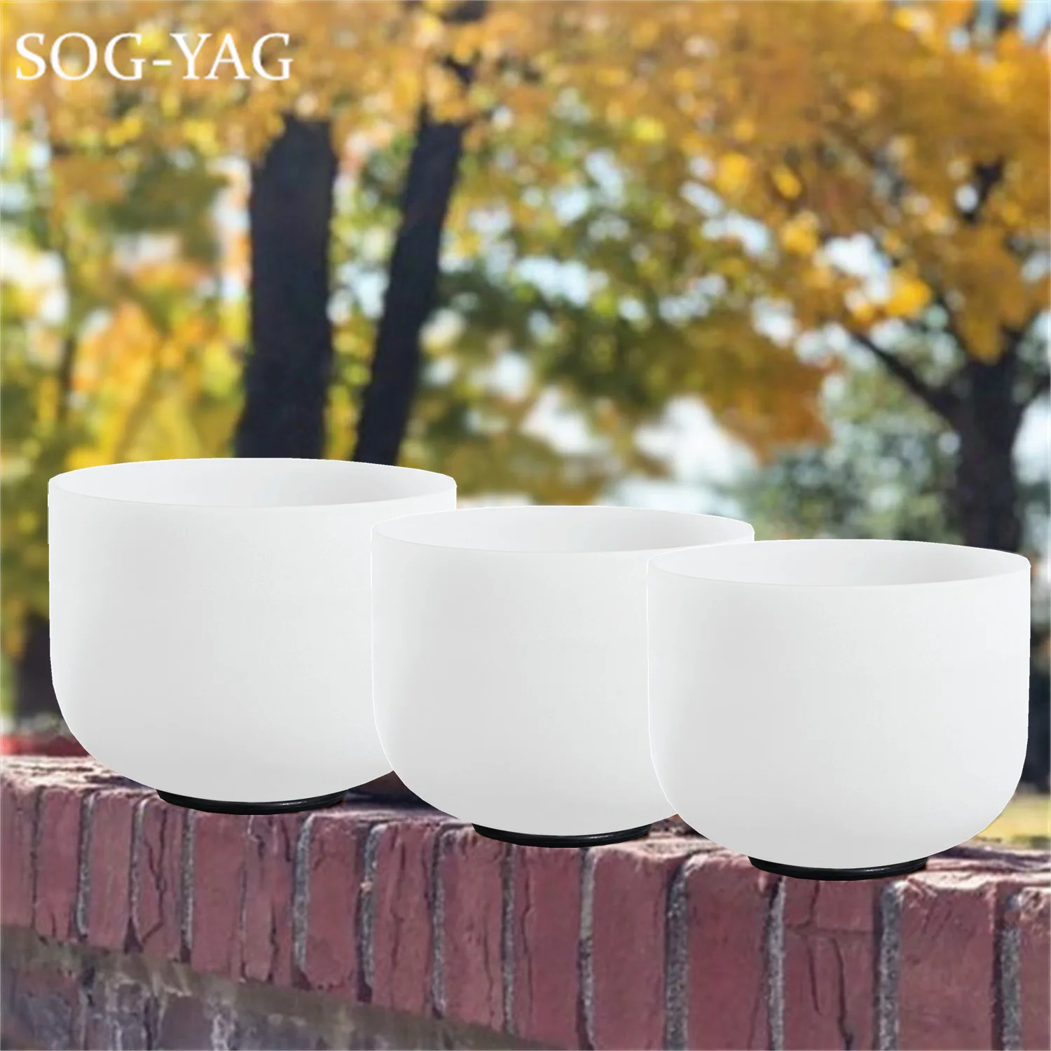 

SOG-YAG 8"B+10“E+12”G 3pcs Frosted Quartz Crystal Singing Bowl Chakra Set for Yoga Sound Healing with Free Carry Bag
