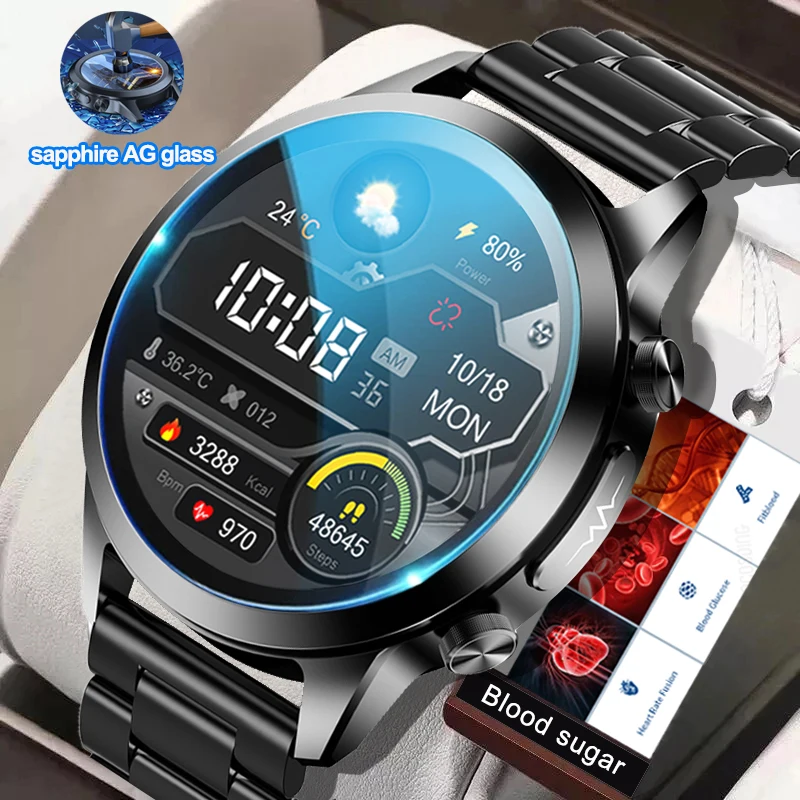 

2023 Sapphire Glass Laser Treatment Three High Smart Watch Men ECG+PPG Blood Sugar Health Tracker Smart Watch For Huawei Xiaomi