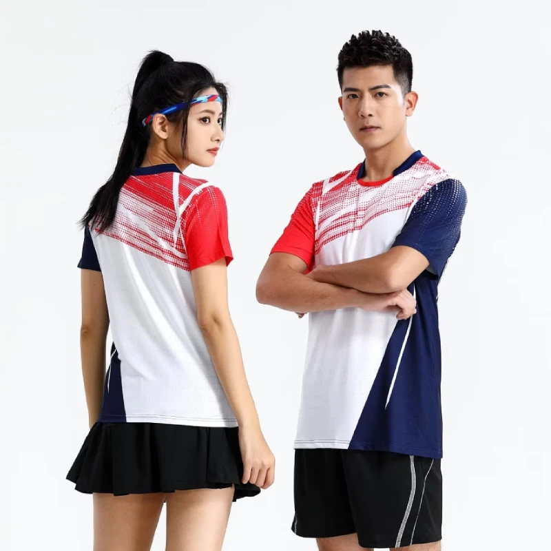 Long Lasting Sublimation Tennis Shirt Quick Dry Badminton Jersey Men's And Women's Breathable Ping Pong Training Tees