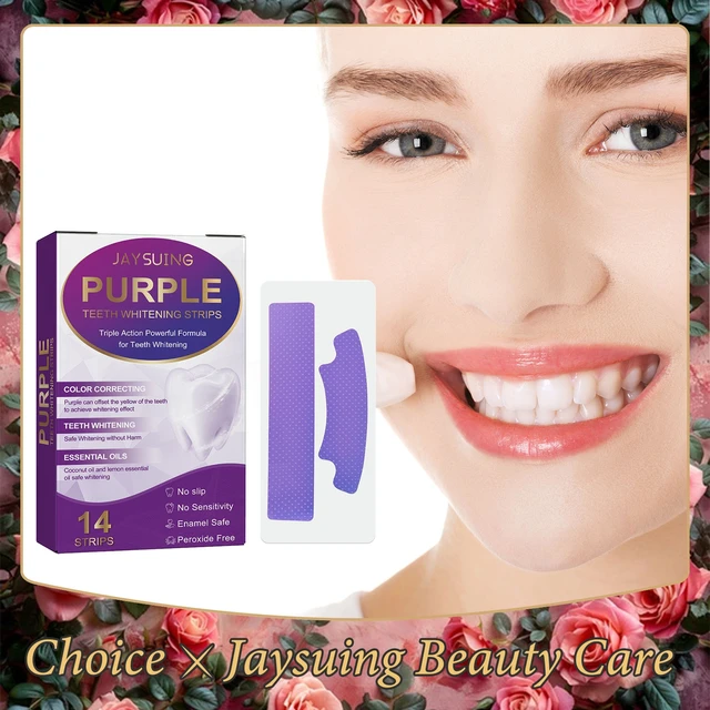 14pcs/box Teeth Bleaching Strip Purple Dental Cleaning Whitener Veneers Oral Hygiene Care Brightening Tooth Whitening Gel Strips 1