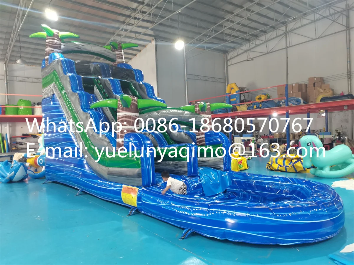 

Manufacturers sell outdoor large inflatable pool slide castle trampoline combination YLY-146