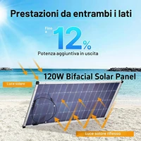 Panneau solaire 120 W 18V, panneau solaire bifacial monocristallin double face, 120 watts, 12 volts, pour batteries 12 V, caravane, camping-car, bateau, yacht, système solaire marin, balcon 6