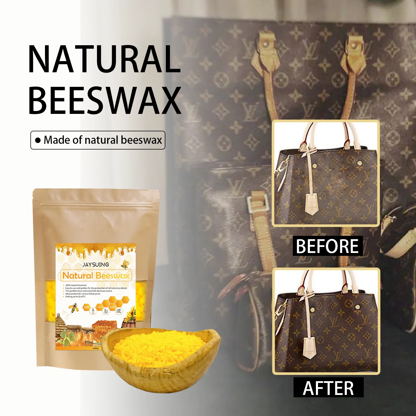 Jaysuing Natural Beeswax Particles Handmade Household Sofa Floor Brightening Maintenance Furniture Leather Maintenance Wax