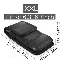 Durable Vertical Nylon Phone Holster with Belt Clip and Card Holder (XXL(for 6.3 - 6.7inch))