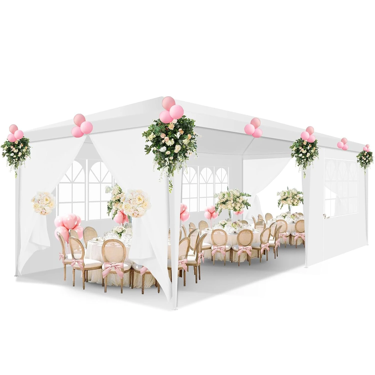 10x10/10X20/10x30FT Party Tent Outdoor Canopy Tent with Sidewalls Upgrade Removable, White Tents for Parties Waterproof 2