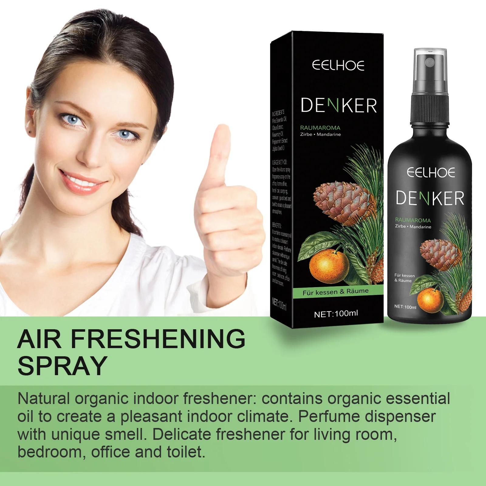 Eelhoe 100ml Air Freshener Mist Aromatherapy Home Fragrance Remove Odor Long Lasting Scent Indoor Bedroom Air Refreshing Spray