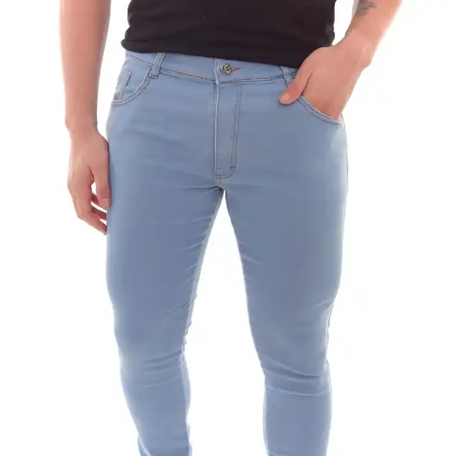Jeans Super Skinny Denim, Azul Delavé, Modelo Premium