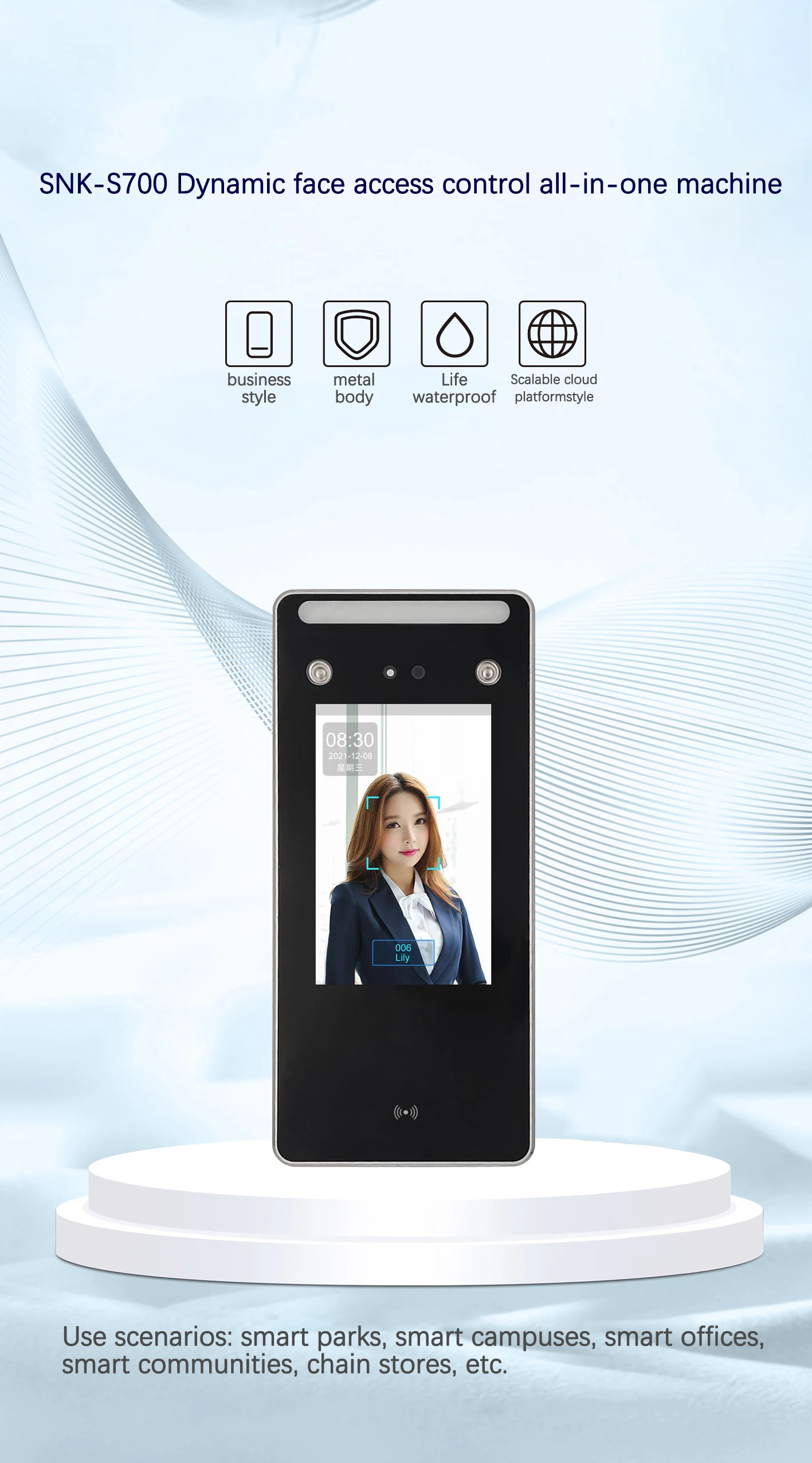 4.5-inch Dynamic Face Access Control Time and Attendance Machine RFID Card Access Control Time and Attendance Door Lock System